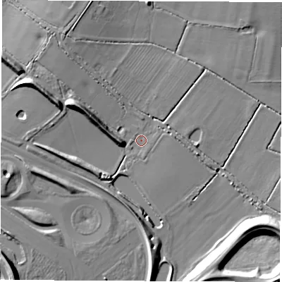 Shaded relief map of the ground around CV136ET, computed from Environment Agency LiDAR. The ground here sits at about 89 m above sea level and falls 14 m across the surrounding 800 m. Surface water reaching this point runs off ground lying to the west-north-west, 7.5 m higher.