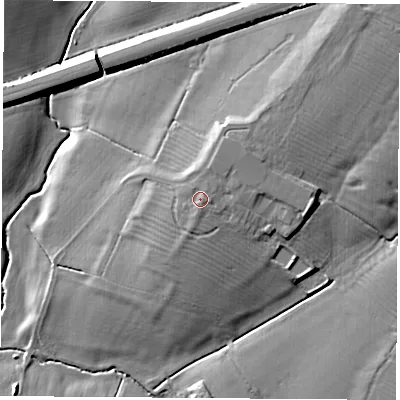 Shaded relief map of the ground around CV238AJ, computed from Environment Agency LiDAR. The ground here sits at about 90 m above sea level and falls 13 m across the surrounding 800 m. Surface water reaching this point runs off ground lying to the north-north-east, 1.0 m higher.