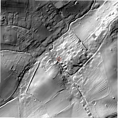 Shaded relief map of the ground around CV370JZ, computed from Environment Agency LiDAR. The ground here sits at about 85 m above sea level and falls 28 m across the surrounding 800 m. Surface water reaching this point runs off ground lying to the south-east, 23.9 m higher.