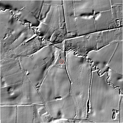Shaded relief map of the ground around CW112UZ, computed from Environment Agency LiDAR. The ground here sits at about 88 m above sea level and falls 14 m across the surrounding 800 m. Surface water reaching this point runs off ground lying to the south-south-east, 9.3 m higher.