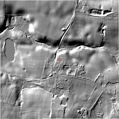 Shaded relief map of the ground around CW122JS, computed from Environment Agency LiDAR. The ground here sits at about 89 m above sea level and falls 18 m across the surrounding 800 m. Surface water reaching this point runs off ground lying to the south-south-east, 1.0 m higher.