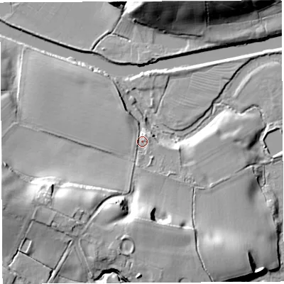Shaded relief map of the ground around CW82ZR, computed from Environment Agency LiDAR. The ground here sits at about 10 m above sea level and falls 25 m across the surrounding 800 m. Surface water reaching this point runs off ground lying to the south-south-west, 16.7 m higher.