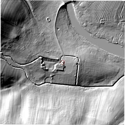Shaded relief map of the ground around DE225JH, computed from Environment Agency LiDAR. The ground here sits at about 89 m above sea level and falls 39 m across the surrounding 800 m. Surface water reaching this point runs off ground lying to the west-south-west, 4.6 m higher.