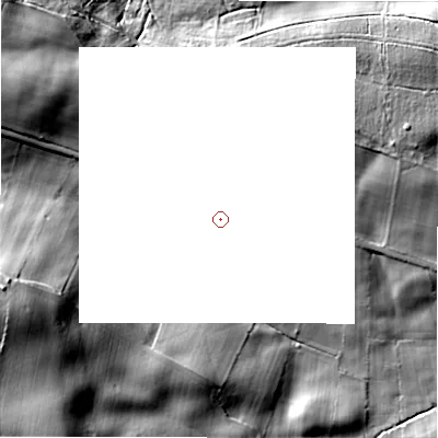 Shaded relief map of the ground around DL23LH, computed from Environment Agency LiDAR. and falls 32 m across the surrounding 800 m.