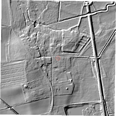 Shaded relief map of the ground around DN106AL, computed from Environment Agency LiDAR. The ground here sits at about 7 m above sea level and falls 12 m across the surrounding 800 m. Surface water reaching this point runs off ground lying to the south-south-west, 1.0 m higher.