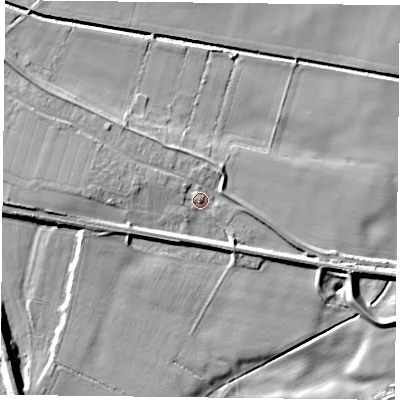 Shaded relief map of the ground around DN140AD, computed from Environment Agency LiDAR. The ground here sits at about 6 m above sea level and falls 11 m across the surrounding 800 m. Surface water reaching this point runs off ground lying to the east-south-east, 3.7 m higher.