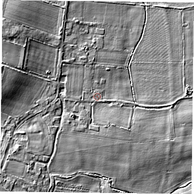 Shaded relief map of the ground around DN140DG, computed from Environment Agency LiDAR. The ground here sits at about 5 m above sea level and falls 10 m across the surrounding 800 m. Surface water reaching this point runs off ground lying to the south-west, 2.1 m higher.