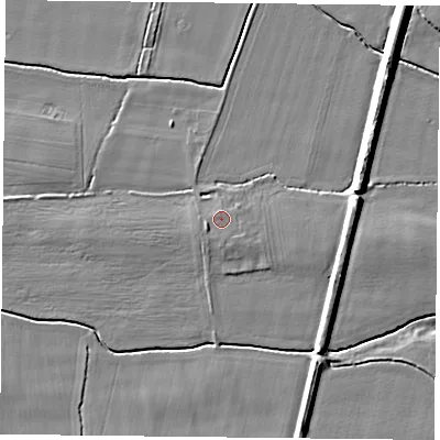 Shaded relief map of the ground around DN140EX, computed from Environment Agency LiDAR. The ground here sits at about 5 m above sea level and falls 8 m across the surrounding 800 m. Surface water reaching this point runs off ground lying to the west-south-west, 1.0 m higher.