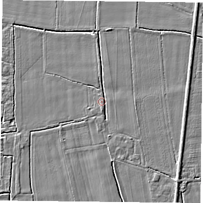 Shaded relief map of the ground around DN140FJ, computed from Environment Agency LiDAR. The ground here sits at about 6 m above sea level and falls 4 m across the surrounding 800 m. Surface water reaching this point runs off ground lying to the south-south-east, 2.5 m higher.