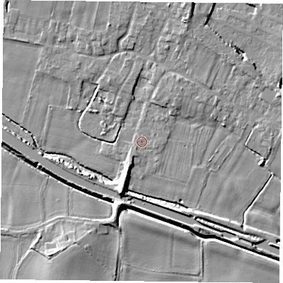 Shaded relief map of the ground around DN140HE, computed from Environment Agency LiDAR. The ground here sits at about 5 m above sea level and falls 9 m across the surrounding 800 m. Surface water reaching this point runs off ground lying to the north-east, 0.6 m higher.