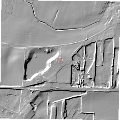 Shaded relief map of the ground around DN140QR, computed from Environment Agency LiDAR. The ground here sits at about 11 m above sea level and falls 11 m across the surrounding 800 m. Surface water reaching this point runs off ground lying to the south, 0.6 m higher.