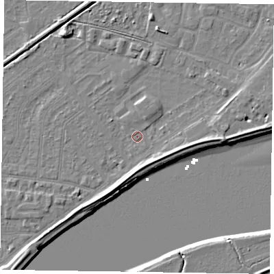 Shaded relief map of the ground around DN145JS, computed from Environment Agency LiDAR. The ground here sits at about 3 m above sea level and falls 7 m across the surrounding 800 m. Surface water reaching this point runs off ground lying to the south-east, 3.4 m higher.