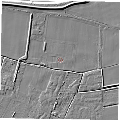 Shaded relief map of the ground around DN145PW, computed from Environment Agency LiDAR. The ground here sits at about 2 m above sea level and falls 7 m across the surrounding 800 m. Surface water reaching this point runs off ground lying to the north-north-west, 5.0 m higher.