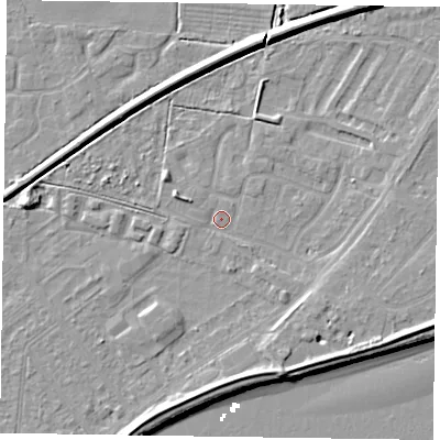 Shaded relief map of the ground around DN145XJ, computed from Environment Agency LiDAR. The ground here sits at about 3 m above sea level and falls 7 m across the surrounding 800 m. Surface water reaching this point runs off ground lying to the south-south-east, 4.5 m higher.