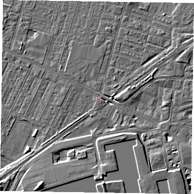 Shaded relief map of the ground around DN146AA, computed from Environment Agency LiDAR. The ground here sits at about 3 m above sea level and falls 8 m across the surrounding 800 m. Surface water reaching this point runs off ground lying to the south-south-west, 8.1 m higher.