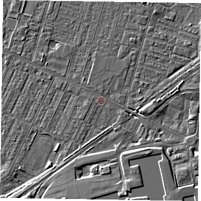 Shaded relief map of the ground around DN146AE, computed from Environment Agency LiDAR. The ground here sits at about 3 m above sea level and falls 7 m across the surrounding 800 m. Surface water reaching this point runs off ground lying to the south-south-east, 6.2 m higher.
