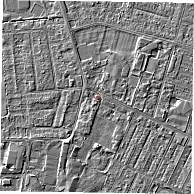 Shaded relief map of the ground around DN146AJ, computed from Environment Agency LiDAR. The ground here sits at about 3 m above sea level and falls 3 m across the surrounding 800 m. Surface water reaching this point runs off ground lying to the south-south-west, 1.1 m higher.