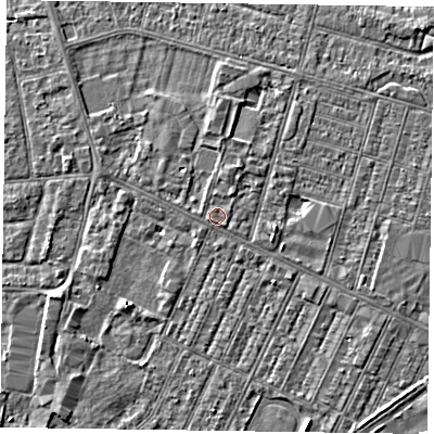 Shaded relief map of the ground around DN146AL, computed from Environment Agency LiDAR. The ground here sits at about 3 m above sea level and falls 3 m across the surrounding 800 m. Surface water reaching this point runs off ground lying to the south-east, 0.6 m higher.