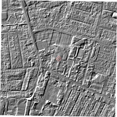 Shaded relief map of the ground around DN146AN, computed from Environment Agency LiDAR. The ground here sits at about 3 m above sea level and falls 3 m across the surrounding 800 m. Surface water reaching this point runs off ground lying to the south-south-west, 0.5 m higher.