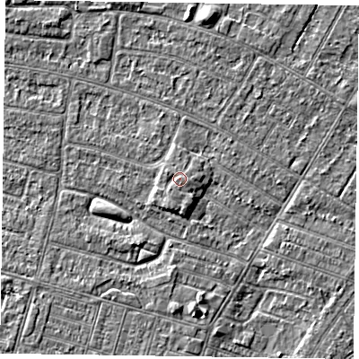 Shaded relief map of the ground around DN146BJ, computed from Environment Agency LiDAR. The ground here sits at about 4 m above sea level and falls 3 m across the surrounding 800 m. Surface water reaching this point runs off ground lying to the south-west, 0.7 m higher.