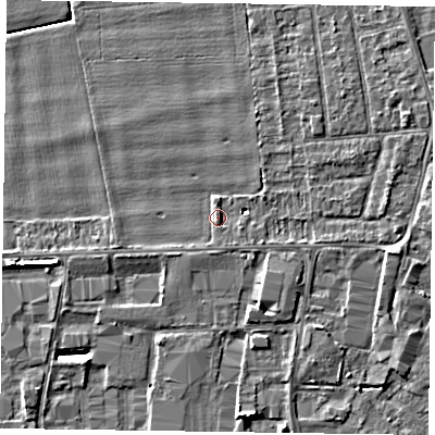 Shaded relief map of the ground around DN146BN, computed from Environment Agency LiDAR. The ground here sits at about 3 m above sea level and falls 5 m across the surrounding 800 m. Surface water reaching this point runs off ground lying to the east-north-east, 1.7 m higher.