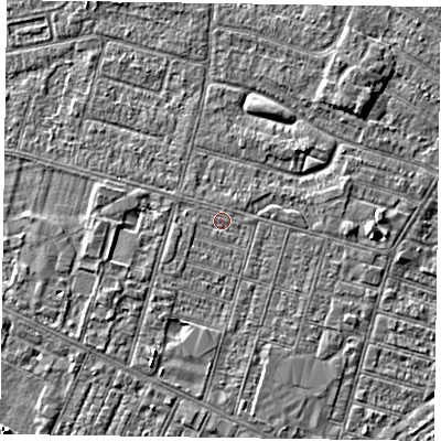 Shaded relief map of the ground around DN146EB, computed from Environment Agency LiDAR. The ground here sits at about 3 m above sea level and falls 3 m across the surrounding 800 m. Surface water reaching this point runs off ground lying to the south-west, 0.6 m higher.