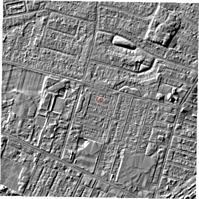 Shaded relief map of the ground around DN146EF, computed from Environment Agency LiDAR. The ground here sits at about 3 m above sea level and falls 3 m across the surrounding 800 m. Surface water reaching this point runs off ground lying to the south-west, 0.6 m higher.