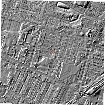 Shaded relief map of the ground around DN146EQ, computed from Environment Agency LiDAR. The ground here sits at about 3 m above sea level and falls 4 m across the surrounding 800 m. Surface water reaching this point runs off ground lying to the south-south-east, 0.9 m higher.
