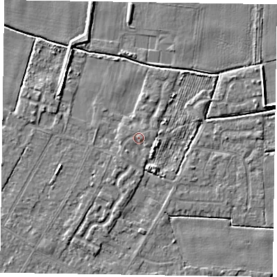 Shaded relief map of the ground around DN146FD, computed from Environment Agency LiDAR. The ground here sits at about 3 m above sea level and falls 5 m across the surrounding 800 m. Surface water reaching this point runs off ground lying to the south-west, 1.2 m higher.
