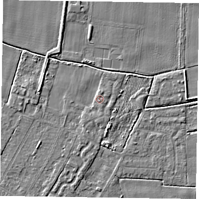 Shaded relief map of the ground around DN146FG, computed from Environment Agency LiDAR. The ground here sits at about 2 m above sea level and falls 5 m across the surrounding 800 m. Surface water reaching this point runs off ground lying to the south-south-west, 1.3 m higher.