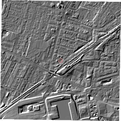 Shaded relief map of the ground around DN146GL, computed from Environment Agency LiDAR. The ground here sits at about 3 m above sea level and falls 6 m across the surrounding 800 m. Surface water reaching this point runs off ground lying to the south-south-west, 0.7 m higher.