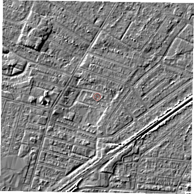 Shaded relief map of the ground around DN146HH, computed from Environment Agency LiDAR. The ground here sits at about 2 m above sea level and falls 4 m across the surrounding 800 m. Surface water reaching this point runs off ground lying to the south-south-west, 1.8 m higher.