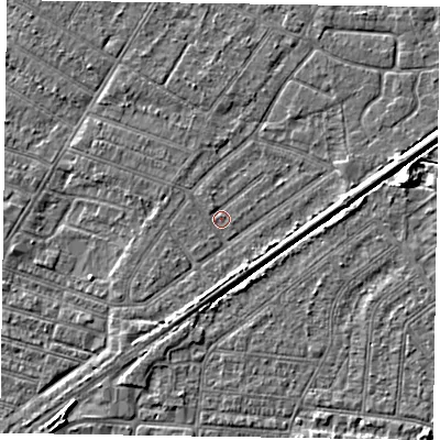 Shaded relief map of the ground around DN146HL, computed from Environment Agency LiDAR. The ground here sits at about 3 m above sea level and falls 4 m across the surrounding 800 m. Surface water reaching this point runs off ground lying to the north-north-west, 0.6 m higher.