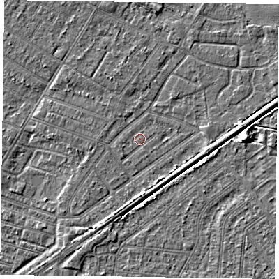 Shaded relief map of the ground around DN146HN, computed from Environment Agency LiDAR. The ground here sits at about 2 m above sea level and falls 4 m across the surrounding 800 m. Surface water reaching this point runs off ground lying to the south-west, 0.8 m higher.