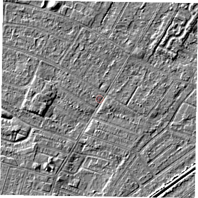 Shaded relief map of the ground around DN146LB, computed from Environment Agency LiDAR. The ground here sits at about 3 m above sea level and falls 3 m across the surrounding 800 m. Surface water reaching this point runs off ground lying to the north-west, 0.9 m higher.