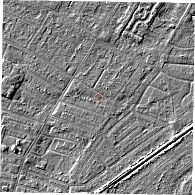 Shaded relief map of the ground around DN146LQ, computed from Environment Agency LiDAR. The ground here sits at about 3 m above sea level and falls 3 m across the surrounding 800 m. Surface water reaching this point runs off ground lying to the west-north-west, 0.7 m higher.