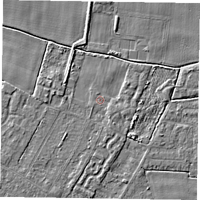 Shaded relief map of the ground around DN146NF, computed from Environment Agency LiDAR. The ground here sits at about 2 m above sea level and falls 5 m across the surrounding 800 m. Surface water reaching this point runs off ground lying to the south-south-east, 1.3 m higher.