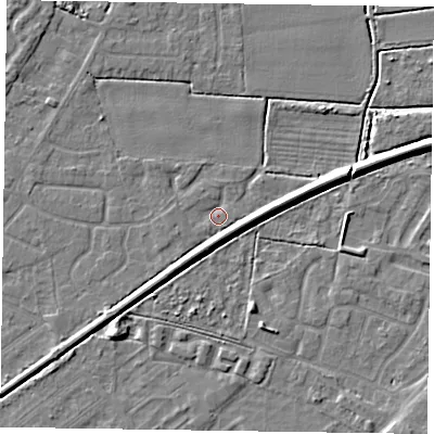 Shaded relief map of the ground around DN146NP, computed from Environment Agency LiDAR. The ground here sits at about 2 m above sea level and falls 6 m across the surrounding 800 m. Surface water reaching this point runs off ground lying to the east, 4.0 m higher.