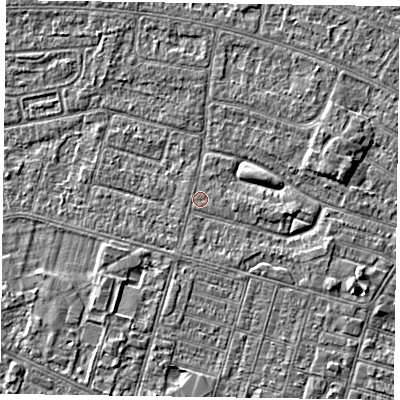 Shaded relief map of the ground around DN146NU, computed from Environment Agency LiDAR. The ground here sits at about 3 m above sea level and falls 3 m across the surrounding 800 m. Surface water reaching this point runs off ground lying to the south-south-east, 0.8 m higher.
