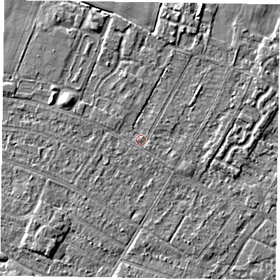 Shaded relief map of the ground around DN146QT, computed from Environment Agency LiDAR. The ground here sits at about 3 m above sea level and falls 4 m across the surrounding 800 m. Surface water reaching this point runs off ground lying to the south-east, 0.6 m higher.