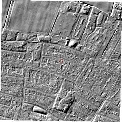 Shaded relief map of the ground around DN146RA, computed from Environment Agency LiDAR. The ground here sits at about 3 m above sea level and falls 4 m across the surrounding 800 m. Surface water reaching this point runs off ground lying to the east-south-east, 0.6 m higher.