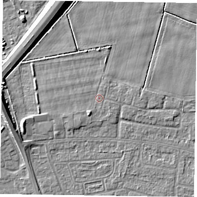 Shaded relief map of the ground around DN146RN, computed from Environment Agency LiDAR. The ground here sits at about 3 m above sea level and falls 11 m across the surrounding 800 m. Surface water reaching this point runs off ground lying to the south-south-west, 2.0 m higher.