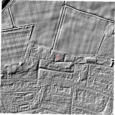 Shaded relief map of the ground around DN146RR, computed from Environment Agency LiDAR. The ground here sits at about 3 m above sea level and falls 11 m across the surrounding 800 m. Surface water reaching this point runs off ground lying to the west-north-west, 0.6 m higher.