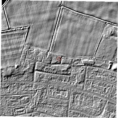 Shaded relief map of the ground around DN146RS, computed from Environment Agency LiDAR. The ground here sits at about 3 m above sea level and falls 11 m across the surrounding 800 m. Surface water reaching this point runs off ground lying to the south-west, 0.8 m higher.