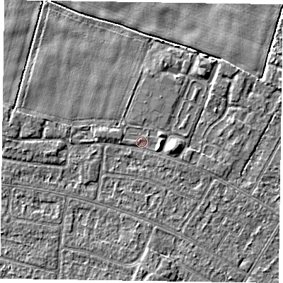 Shaded relief map of the ground around DN146RU, computed from Environment Agency LiDAR. The ground here sits at about 3 m above sea level and falls 4 m across the surrounding 800 m. Surface water reaching this point runs off ground lying to the east-south-east, 1.5 m higher.