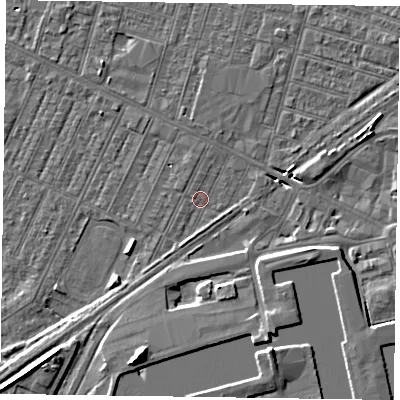 Shaded relief map of the ground around DN146SF, computed from Environment Agency LiDAR. The ground here sits at about 3 m above sea level and falls 8 m across the surrounding 800 m. Surface water reaching this point runs off ground lying to the south-south-west, 8.1 m higher.
