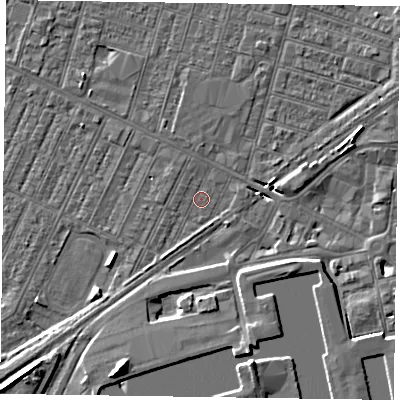 Shaded relief map of the ground around DN146SG, computed from Environment Agency LiDAR. The ground here sits at about 3 m above sea level and falls 8 m across the surrounding 800 m. Surface water reaching this point runs off ground lying to the south-south-west, 8.1 m higher.
