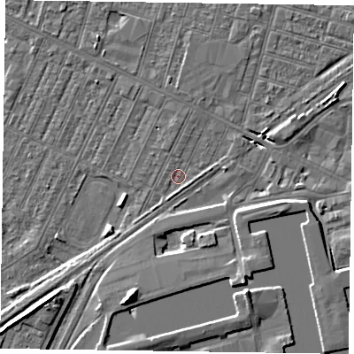 Shaded relief map of the ground around DN146SQ, computed from Environment Agency LiDAR. The ground here sits at about 3 m above sea level and falls 8 m across the surrounding 800 m. Surface water reaching this point runs off ground lying to the south-south-west, 8.1 m higher.