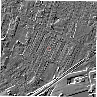 Shaded relief map of the ground around DN146SS, computed from Environment Agency LiDAR. The ground here sits at about 3 m above sea level and falls 8 m across the surrounding 800 m. Surface water reaching this point runs off ground lying to the north-north-east, 1.3 m higher.