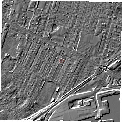 Shaded relief map of the ground around DN146SW, computed from Environment Agency LiDAR. The ground here sits at about 3 m above sea level and falls 7 m across the surrounding 800 m. Surface water reaching this point runs off ground lying to the south-west, 0.5 m higher.